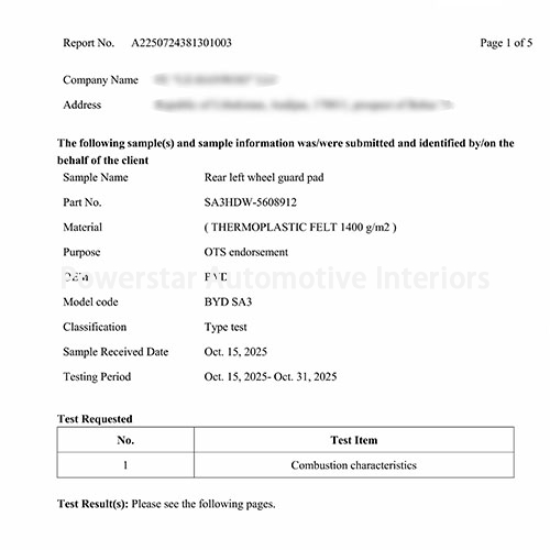 Auditing & certification-Rear left wheel guard pad